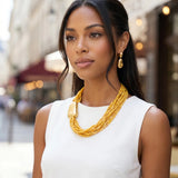 113036, MULTI STRAND CUBE BEAD STATEMENT NECKLACE