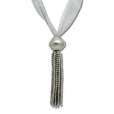 JN11484MR_JK 10 · Woven Mesh Beaded Tassel Long Drop Necklace – Mat Silver