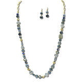 Faceted Stone Glass Bead Long Necklace – Gold/Blue · NE8815BU_JM 10