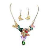 Butterfly Cluster Necklace Earring Set – Gold/Multi · YNE5459GMT_AJ 10
