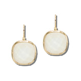 ER10327SNOW_TP 10 · Faceted Cushion Drop Earrings – Gold/White