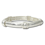 Hammered Metal Stretch Bangle Bracelet – Worn Silver  — · EWB1018WS_NM 10