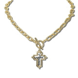 NW20348GD_WT 10 · Textured Rope Chain Cross Necklace – Gold
