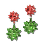 Christmas Gift Bow Drop Earrings – Red/Green · EJ20260-3_JOY 10