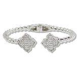 110001, 14K GOLD PLATED PAVE CUBIC ZIRCONIA CLOVER DESIGNER INSPIRED BRACELET