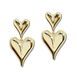 110003, 14K GOLD PLATED HEART DANGLE DESIGNER INSPIRED EARRING