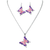 110007, BUTTERFLY ENAMEL PENDANT NECKLACE