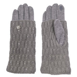 110009, COZY KNIT SLEEVE TOUCHSCREEN GLOVES WITH CRYSTAL DETAILING