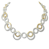 110025, TWO TONE HAMMERED ROUND METAL NECKLACE