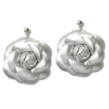 110049, OVERSIZED FAUX LEATHER FLOWER DANGLE EARRING