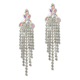 110052, MARQUISE CUBIC ZIRCONIA ACCENT RHINESTONE MULTI STRAND DANGLE EARRING