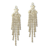 110052, MARQUISE CUBIC ZIRCONIA ACCENT RHINESTONE MULTI STRAND DANGLE EARRING
