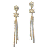 110053, TRIPLE STRAND CUBIC ZIRCONIA ACCENT CRYSTAL RHINESTONE DANGLE EARRING