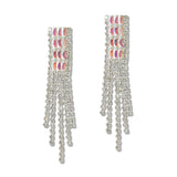 110057, BAGUETTE CUBIC ZIRCONIA ACCENT MULTI STRAND DROP EARRING