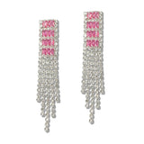110057, BAGUETTE CUBIC ZIRCONIA ACCENT MULTI STRAND DROP EARRING