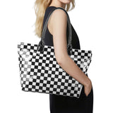 110060, CHECKER PRINT CLEAR COATED TOTE BAG