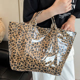 110061, LEOPARD PRINT CLEAR COATED TOTE BAG