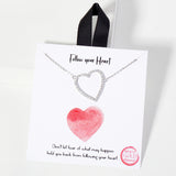 110063, FOLLOW YOUR HEART PAVE CUBIC ZIRCONIA CUTOUT HEART NECKLACE