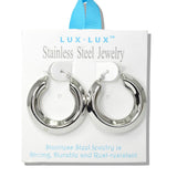 110067, 18K GOLD DIPPED POLISHED CHUNKY STAINLESS STEEL ROUND HOOP EARRING