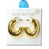 110068, 18K GOLD DIPPED POLISHED CHUNKY STAINLESS STEEL HOOP EARRING
