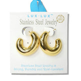 110070, 18K GOLD DIPPED POLISHED BOLD STAINLESS STEEL HOOP EARRING