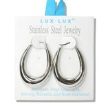 110074, 18K GOLD DIPPED POLISHED CHUNKY OVAL STAINLESS STEEL HOOP EARRING