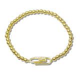 110079, PAPERCLIP STAINLESS STEEL BALL BEADED STRETCH BRACELET