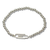 110079, PAPERCLIP STAINLESS STEEL BALL BEADED STRETCH BRACELET