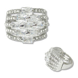 110082, BAGUETTE CUBIC ZIRCONIA ACCENT PAVE RHINESTONE STRECH RING