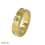 110083, GOLD STAINLESS STEEL CZ BEZEL SET BAND RING