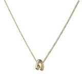 110091, GOLD DAINTY BUBBLE LETTER PENDANT NECKLACE