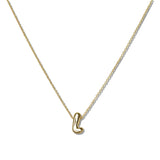 110091, GOLD DAINTY BUBBLE LETTER PENDANT NECKLACE