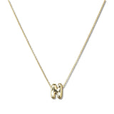 110091, GOLD DAlNTY BUBBLE LETTER PENDANT NECKLACE