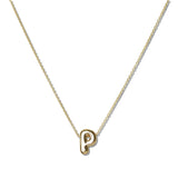 110091, GOLD DAlNTY BUBBLE LETTER PENDANT NECKLACE