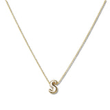 110091, GOLD DAlNTY BUBBLE LETTER PENDANT NECKLACE