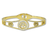 110101, TREE OF LIFE STAINLESS STEEL OPEN BANGLE BRACELET