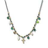 110106, CROSS HEART FRESHWATER PEARL CHARM THREAD NECKLACE