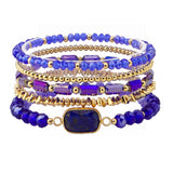 110107, NATURAL SEMI PRECIOUS STONE ACCENT MULTI LAYERED BEADED STRETCH BRACELET