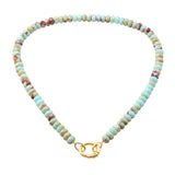 110109, CARABINER CLIP NATURAL STONE SEMI PRECIOUS STONE BEADED NECKLACE