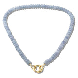 110109, CARABINER CLIP NATURAL STONE SEMI PRECIOUS STONE BEADED NECKLACE