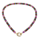 110109, CARABINER CLIP NATURAL STONE SEMI PRECIOUS STONE BEADED NECKLACE