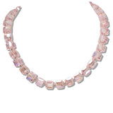 110111, PAVE BALL MAGNETIC CLOSURE ACCENT SQUARE GLASS BEADED NECKLACE