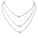 110113, FRESHWATER PEARL ACCENT TRIPLE LAYERED NECKLACE