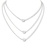 110113, FRESHWATER PEARL ACCENT TRIPLE LAYERED NECKLACE