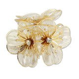 110116, RHINESTONE ACCENT BIG TRIPLE FLOWER CUFF BRACELET