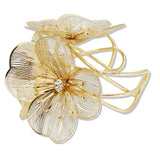 110116, RHINESTONE ACCENT BIG TRIPLE FLOWER CUFF BRACELET