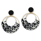 110120, LEOPARD PRINT ROUND DANGLE EARRING