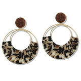110120, LEOPARD PRINT ROUND DANGLE EARRING