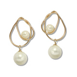 110121, GOLD WIRE WRAPPED PEARL DANGLE EARRING