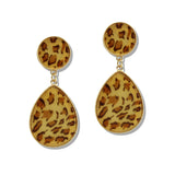 110122, LEOPARD PRINT GEOMETRIC TEARDROP ACRYLIC DANGLE EARRING